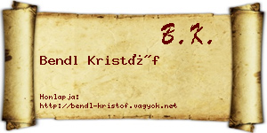 Bendl Kristóf névjegykártya